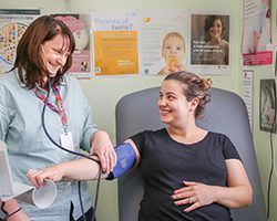 Pictured are Midwife Vicki Broad with expectant mum, Hannah.