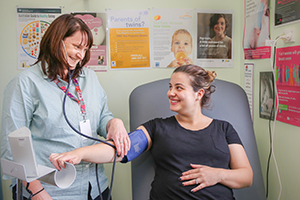 Pictured are Midwife Vicki Broad with expectant mum, Hannah.